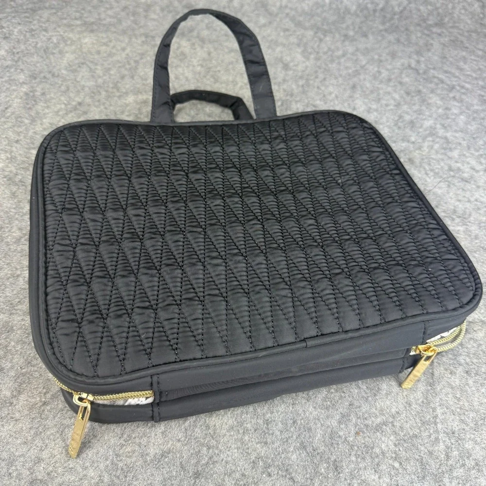 Taylor Brooke New York Black Quilted Morgan Satchel Design Cosmetic‎ Bag Travel